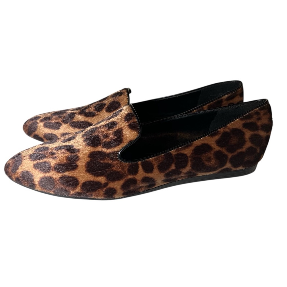 Nine West Brown Animal Print Calf Hair Flats Slip Ons Pointed Toe Women 7.5M